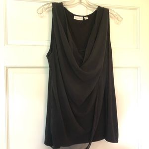 Black Chiffon Draped black tank top